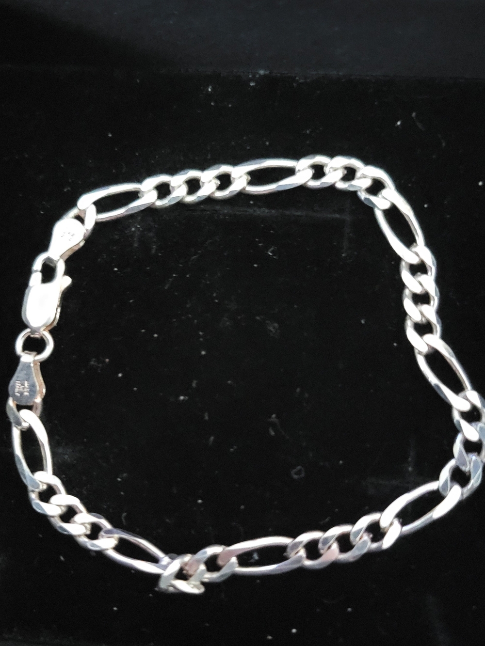 Sterling Silver Figaro Chain Bracelet - Silver